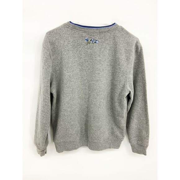 Grannycore Petites Crewneck Pullover Sweatshirt with Birds Embroidery Sz PL - Picture 4 of 5